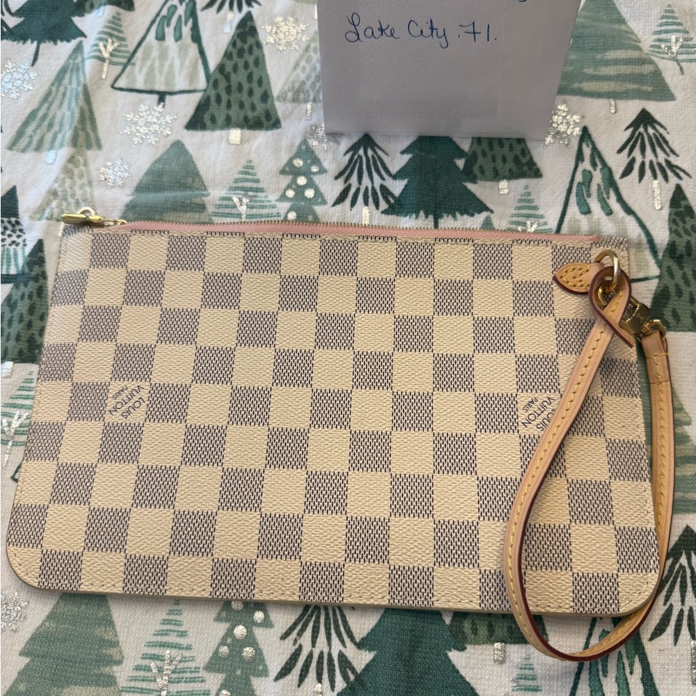 Louis Vuitton Beige and Tan Checkered Wristlet
